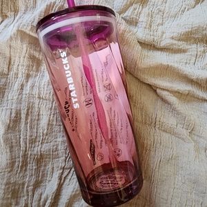 Starbucks Pink Swirl Glass Tumbler